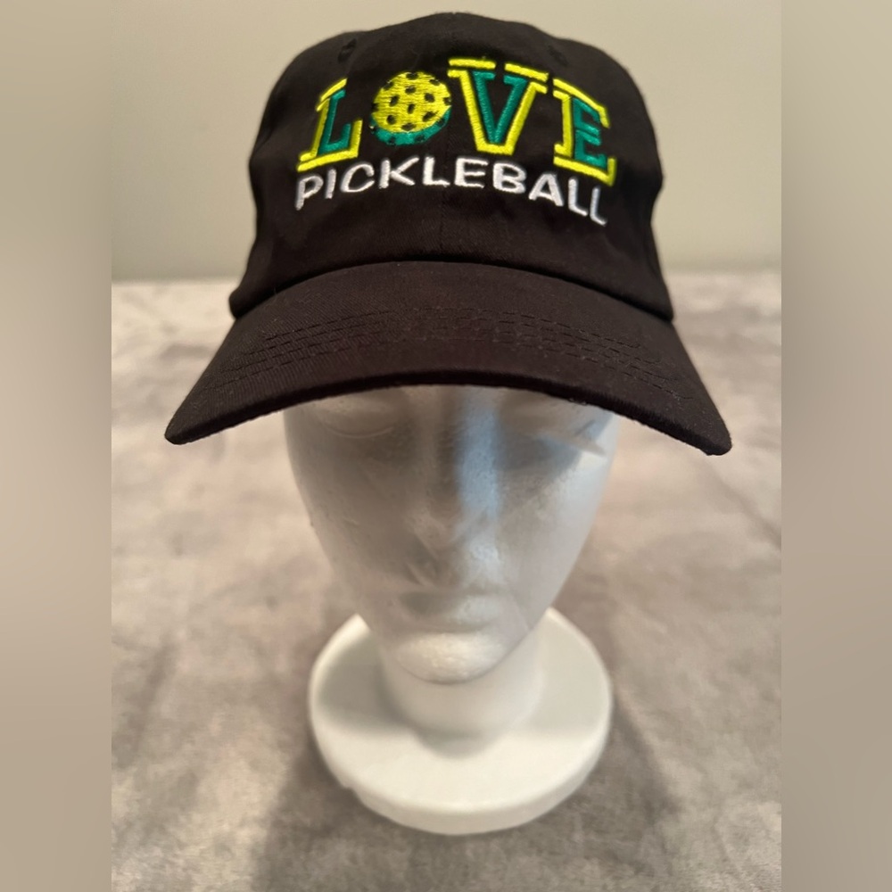 Pickleball Cap Black Adjustable Love Pickleball Hat Sporty Trendy